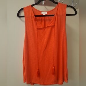 Charming Charlie‎ L Coral Tank W/Tassel Tie Detail